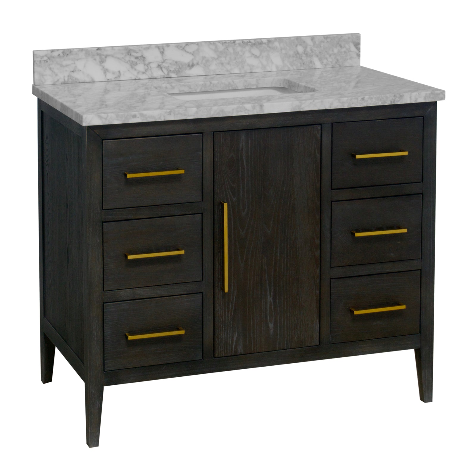 Parisian 42" Modern Bathroom Vanity Oak with Carrara Marble Top