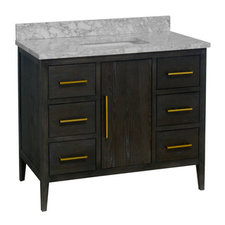 parisian 42 inch dark oak bathroom vanity carrara marble countertop