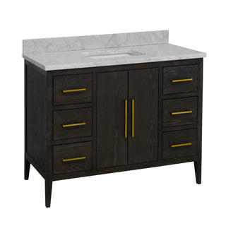 parisian 48 inch dark oak bathroom vanity carrara marble countertop