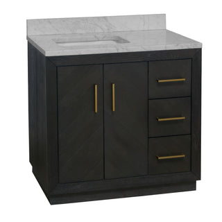 peyton 36 inch dark oak bathroom vanity carrara marble countertop
