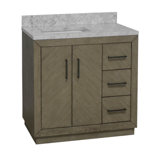 peyton 36 inch gray oak bathroom vanity carrara marble countertop