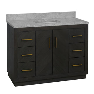 peyton 48 inch dark oak bathroom vanity carrara marble countertop