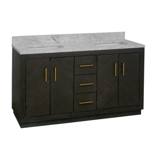 peyton 60 inch dark oak bathroom vanity carrara marble countertop