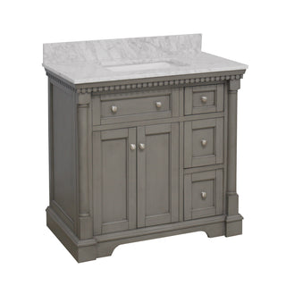 sydney 36 inch weathered gray bathroom vanity carrara marble countertop