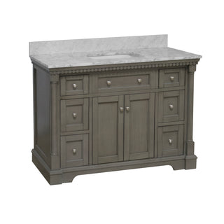 sydney 48 inch weathered gray bathroom vanity carrara marble countertop