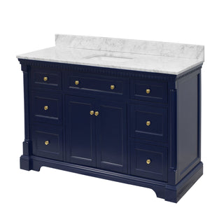 Sydney 60-inch Single Bathroom Vanity Blue Cabinet Carrara Marble Top - Side
