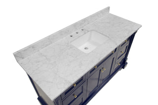 Sydney 60-inch Single Bathroom Vanity Blue Cabinet Carrara Marble Top - Countertop