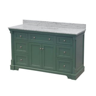 Sydney 60-inch Single Bathroom Vanity Green Cabinet Carrara Marble Top - Side