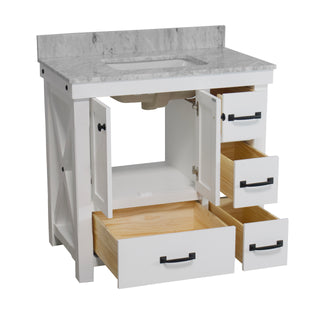 Tuscany 36-inch Vanity with Carrara Marble Top