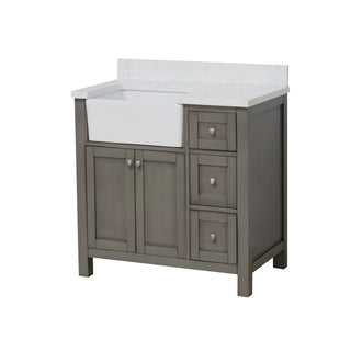 Yorkshire 36-inch Farmhouse Vanity with Engineered Marble Top