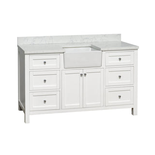 Yorkshire 60-inch Farmhouse Single Vanity with Engineered Marble Top