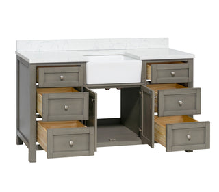 Yorkshire 60-inch Single Farmhouse Vanity with Engineered Marble Top