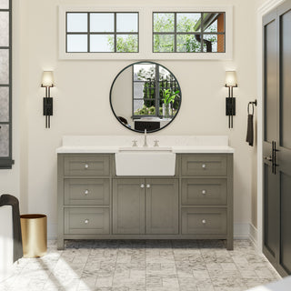 Yorkshire 60-inch Farmhouse Single Vanity with Engineered Marble Top