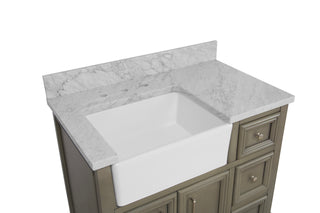 Zelda 36-inch Farmhouse Vanity with Carrara Marble Top