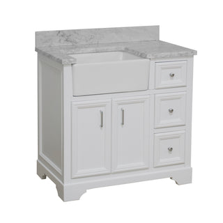 zelda 36 inch white bathroom vanity carrara marble countertop