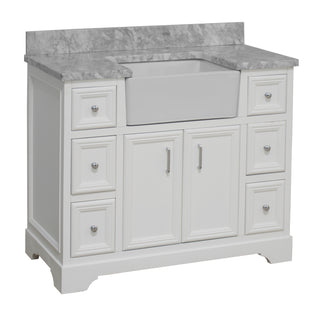 zelda 42 inch farmhouse sink white bathroom vanity carrara marble countertop