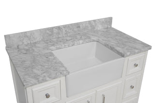 Zelda 42-inch Farmhouse Vanity with Carrara Marble Top