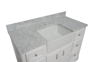 Zelda 48-inch Farmhouse Vanity with Carrara Marble Top
