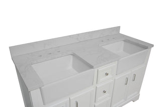 Zelda 60-inch Double Farmhouse Vanity with Engineered Carrara Top