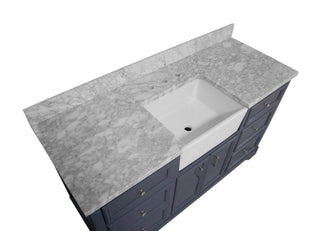 Zelda 60 Single Farmhouse Bathroom Vanity Gray Cabinet Marble Top - Countertop