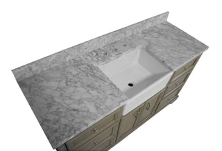 Zelda 60 Single Farmhouse Bathroom Vanity Weathered Cabinet Marble Top - Countertop